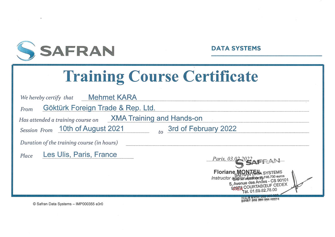 Safran-XMA-training-certificate-