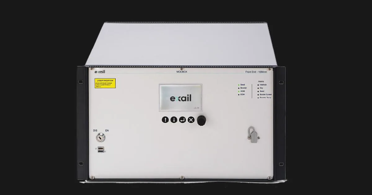 Exail optical push shaper and laser front end (preview) Exail optical push shaper and laser front end — official Exail product image (temporary preview)